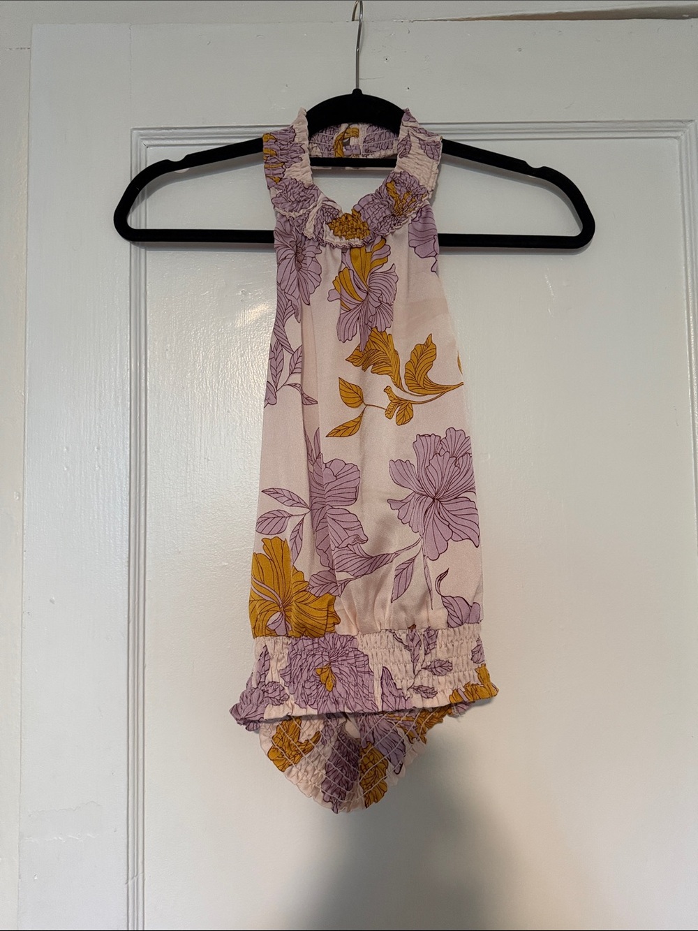 Floral Halter blouse in Lavender & Mustard
